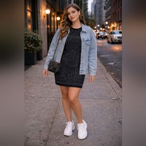 🖤🖤 Meanor Black Studded Geometric Dress – Size XL